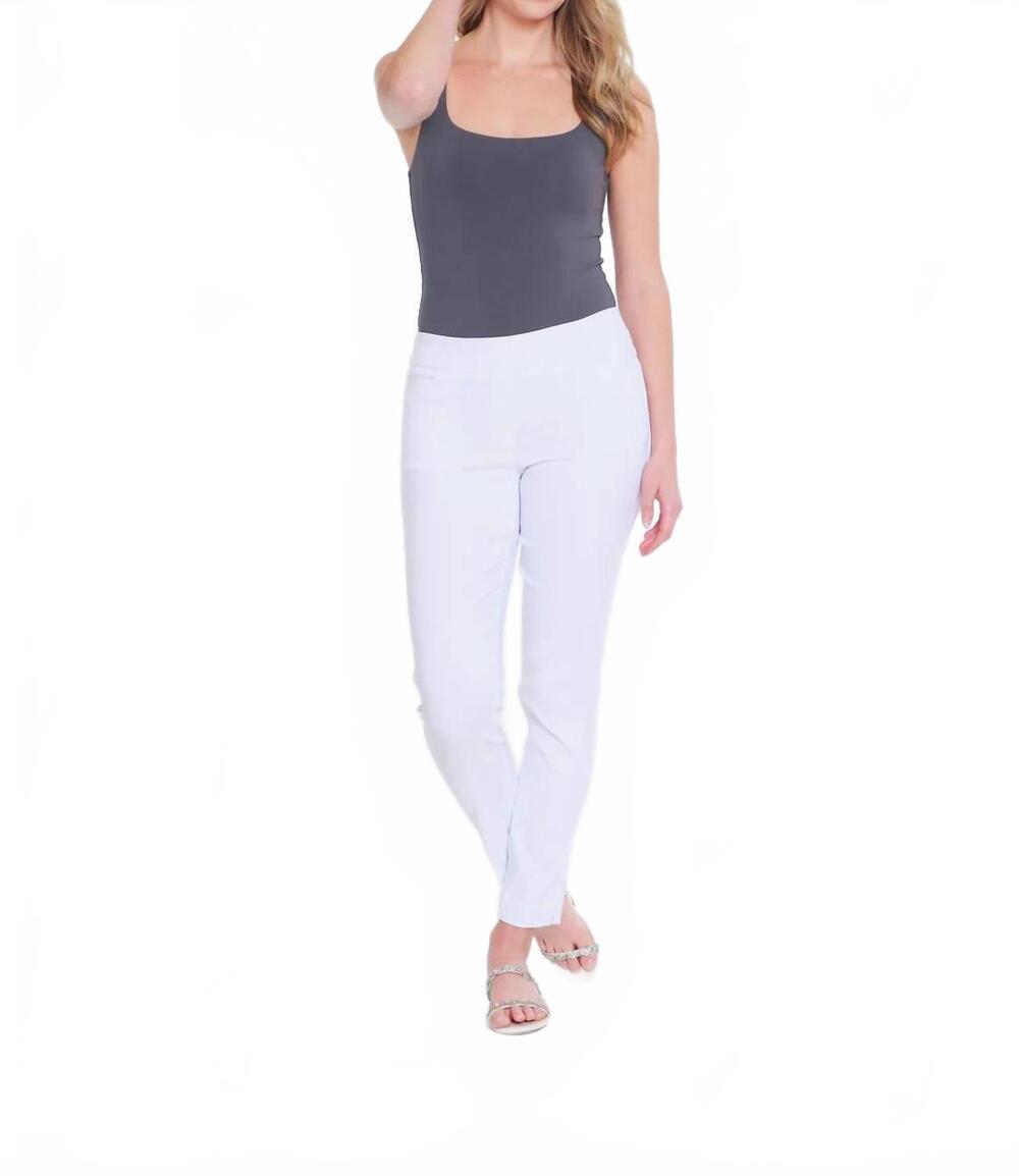 NEW MULTIPLES pull-on ankle pants with front and back pockets in white